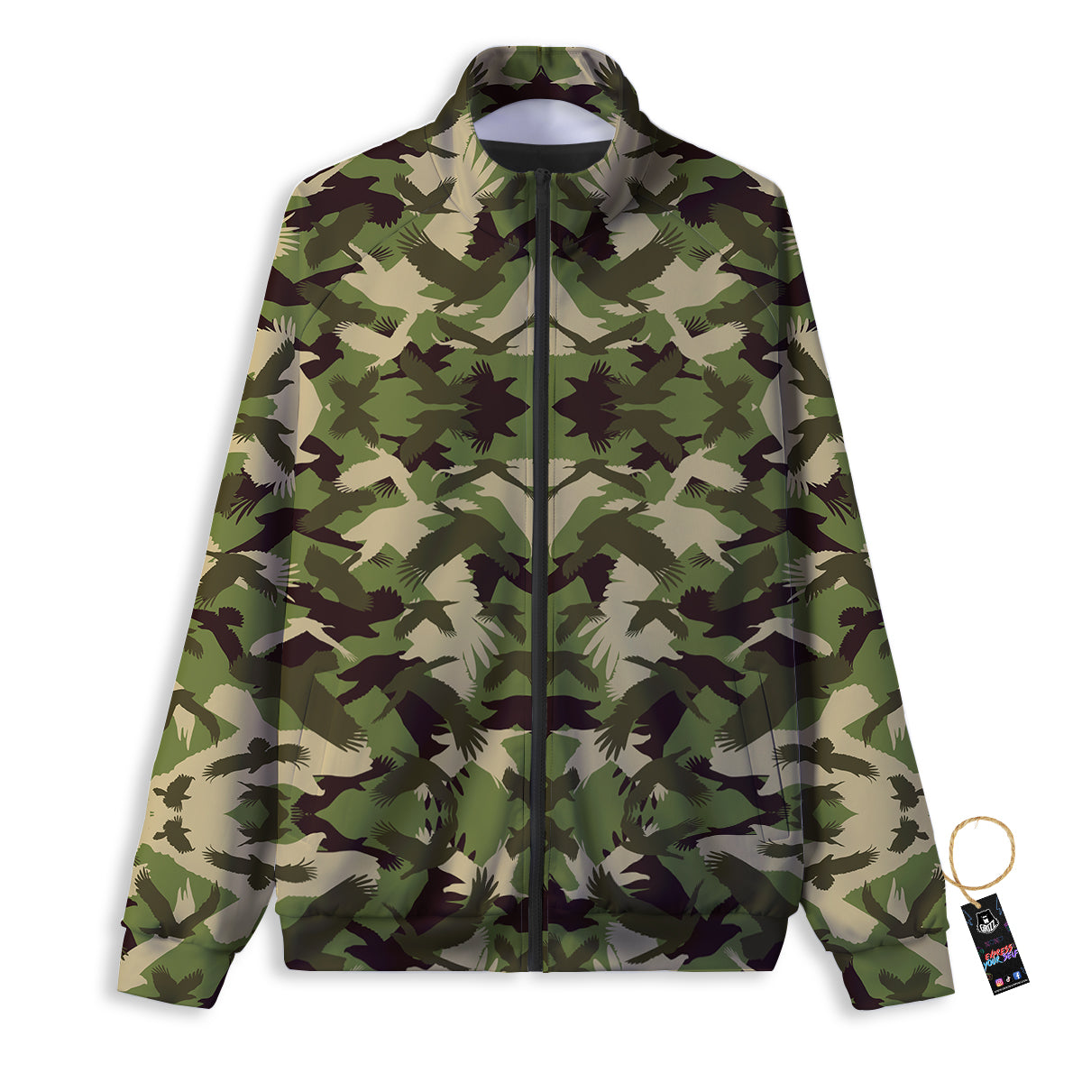 Eagle Camouflage Green Print Pattern Track Jacket-grizzshop