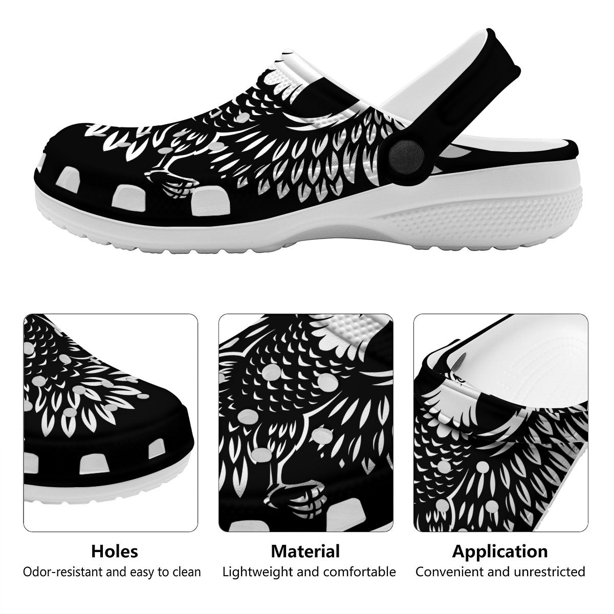Eagle Monochrome Print Clog-grizzshop
