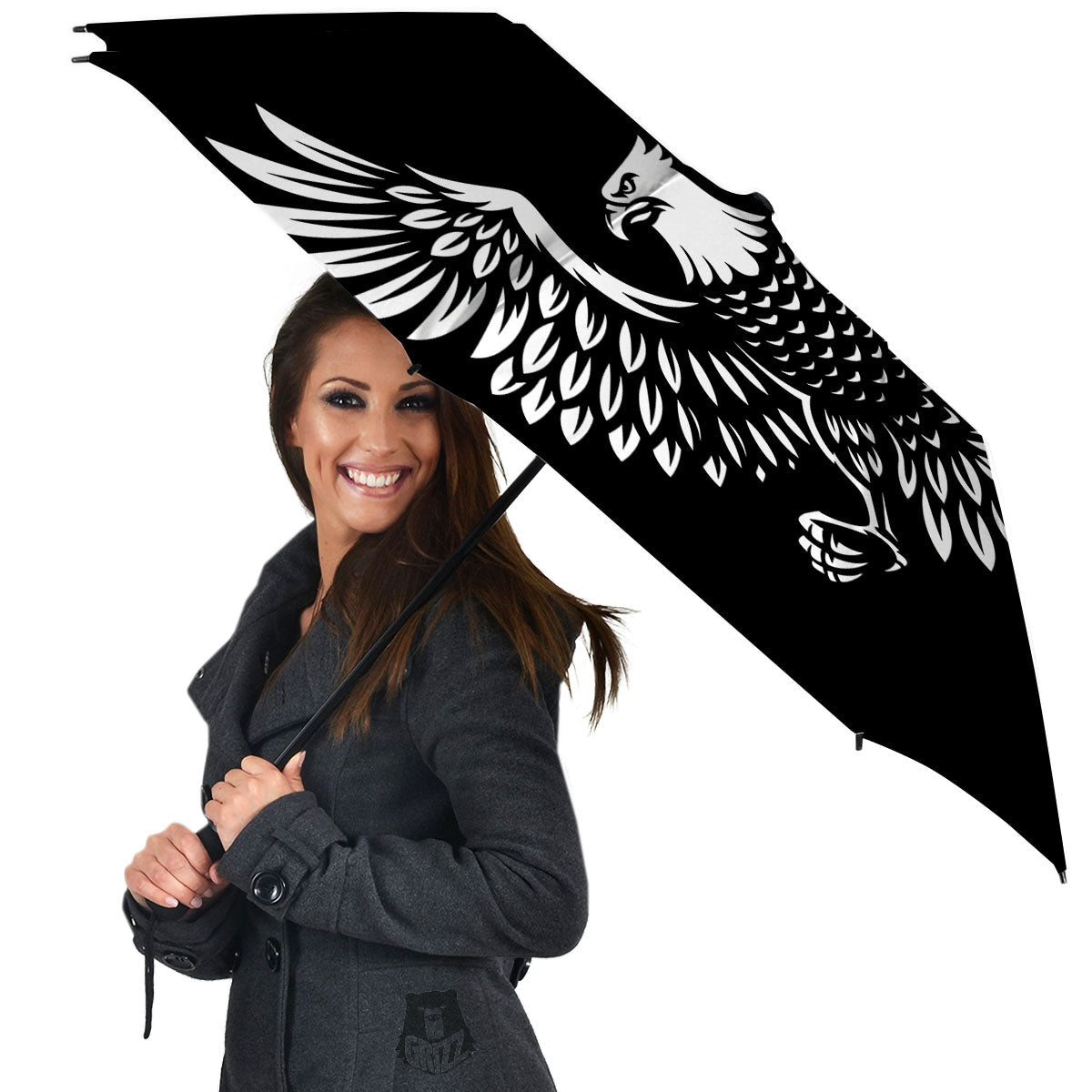 Eagle Monochrome Print Umbrella-grizzshop