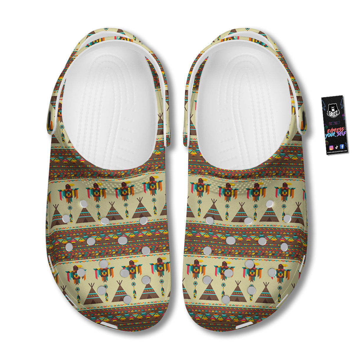 Eagle Native American Print Pattern Clog-grizzshop