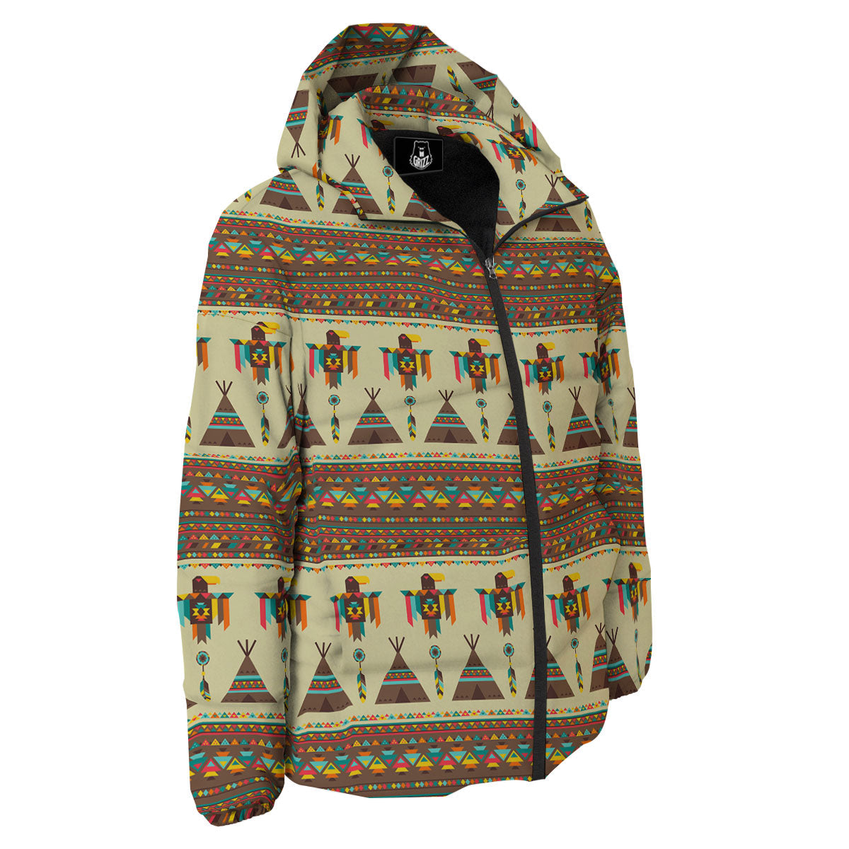 Eagle Native American Print Pattern Down Jacket-grizzshop
