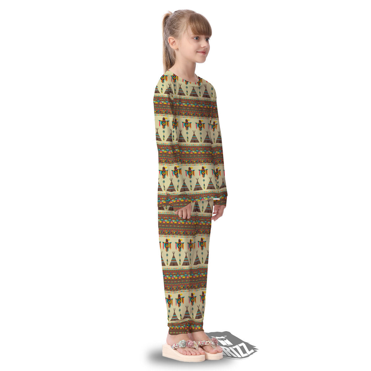 Eagle Native American Print Pattern Kid's Pajamas-grizzshop