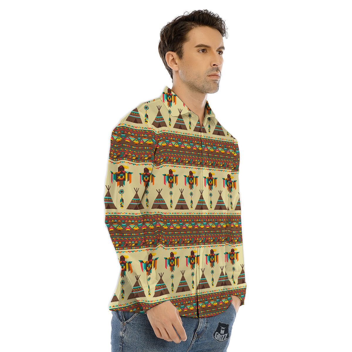 Eagle Native American Print Pattern Men's Dress Shirts-grizzshop
