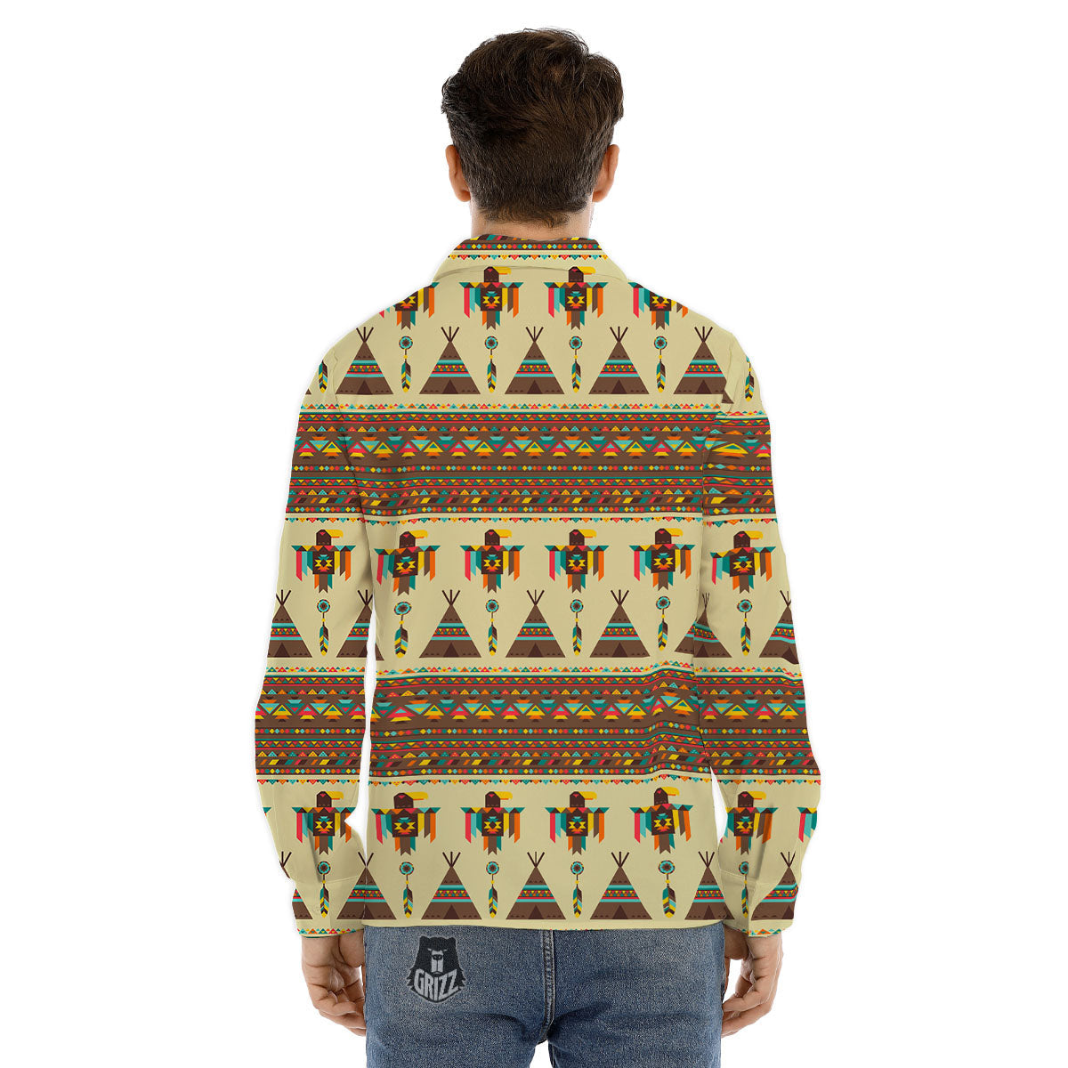 Eagle Native American Print Pattern Men's Dress Shirts-grizzshop