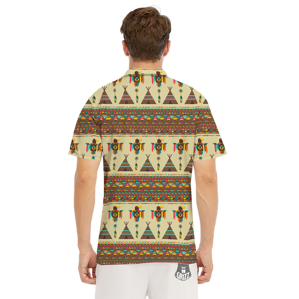 Eagle Native American Print Pattern Men's Golf Shirts-grizzshop