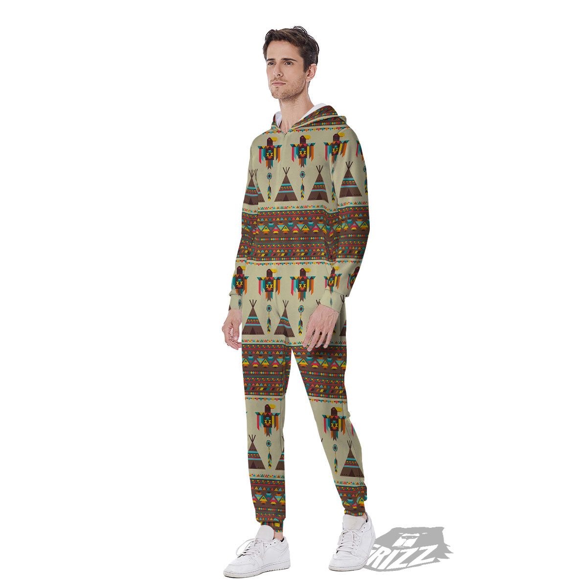 Eagle Native American Print Pattern Men's Jumpsuit-grizzshop
