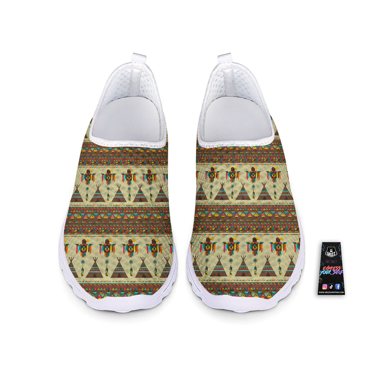 Eagle Native American Print Pattern Nurse Shoes-grizzshop