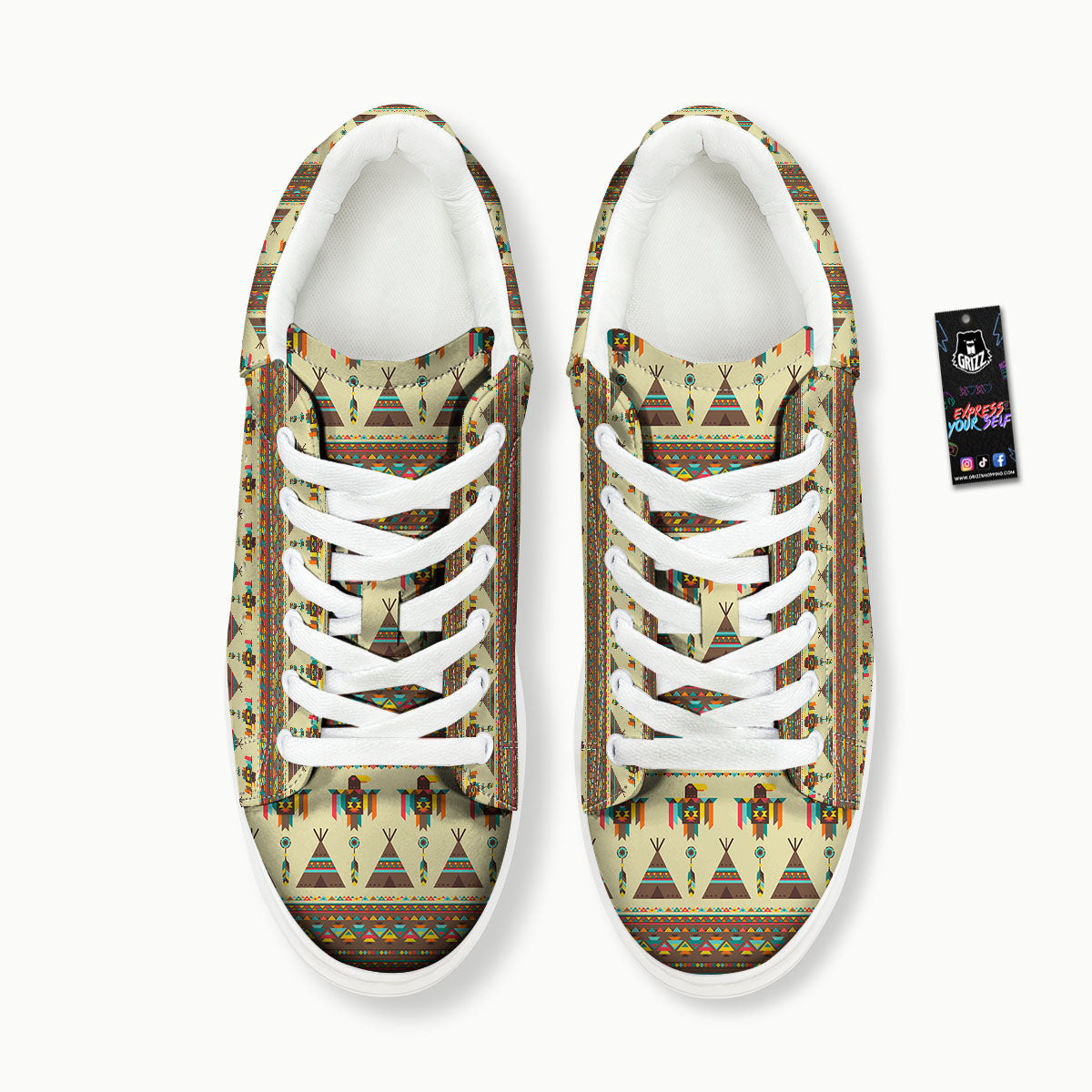 Eagle Native American Print Pattern Platform Shoes-grizzshop