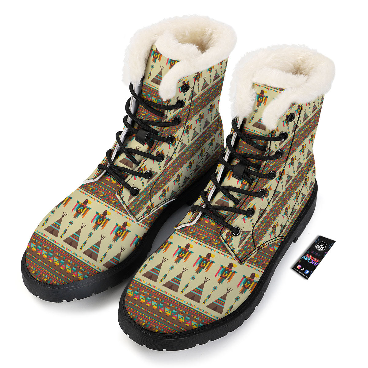 Eagle Native American Print Pattern Winter Boots-grizzshop