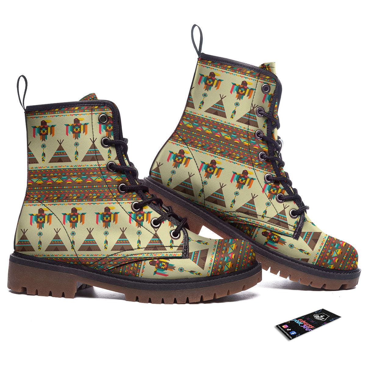 Eagle Native American Print Pattern Work Boots-grizzshop