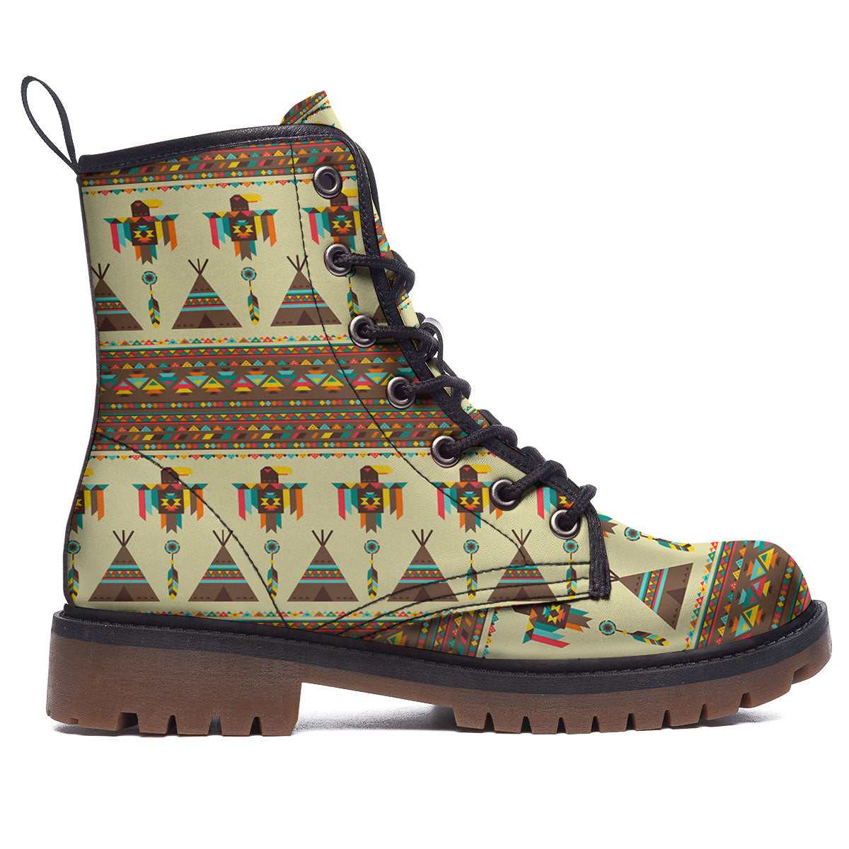 Eagle Native American Print Pattern Work Boots-grizzshop