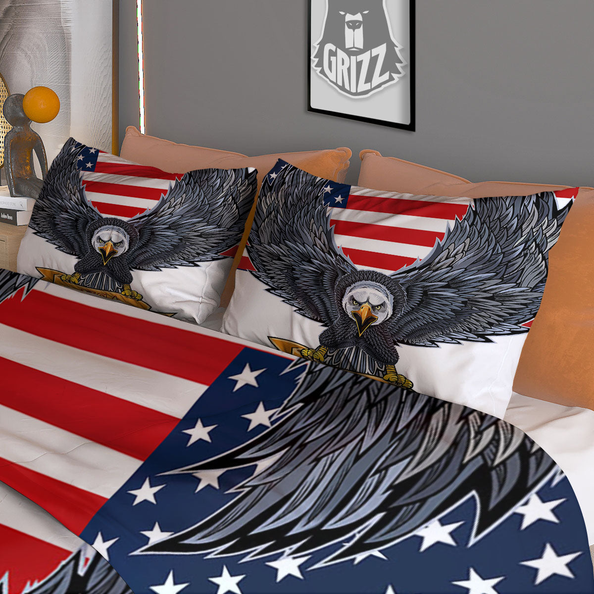 Eagle Patriotic American Print Duvet Cover Bedding Set