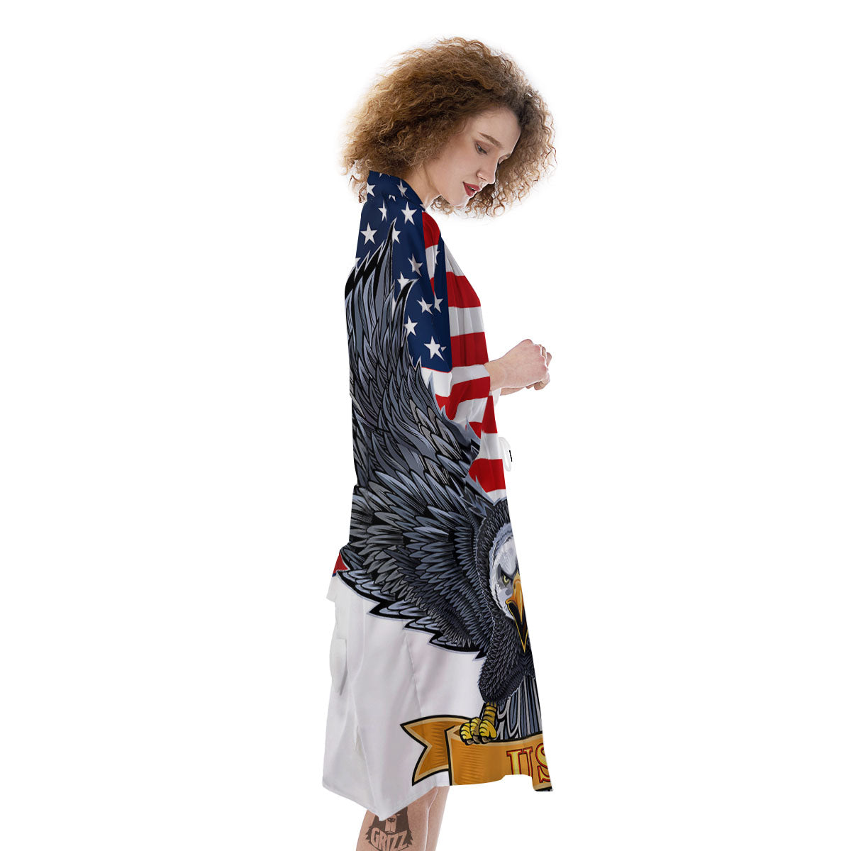 Eagle Patriotic American Print Kimono-grizzshop