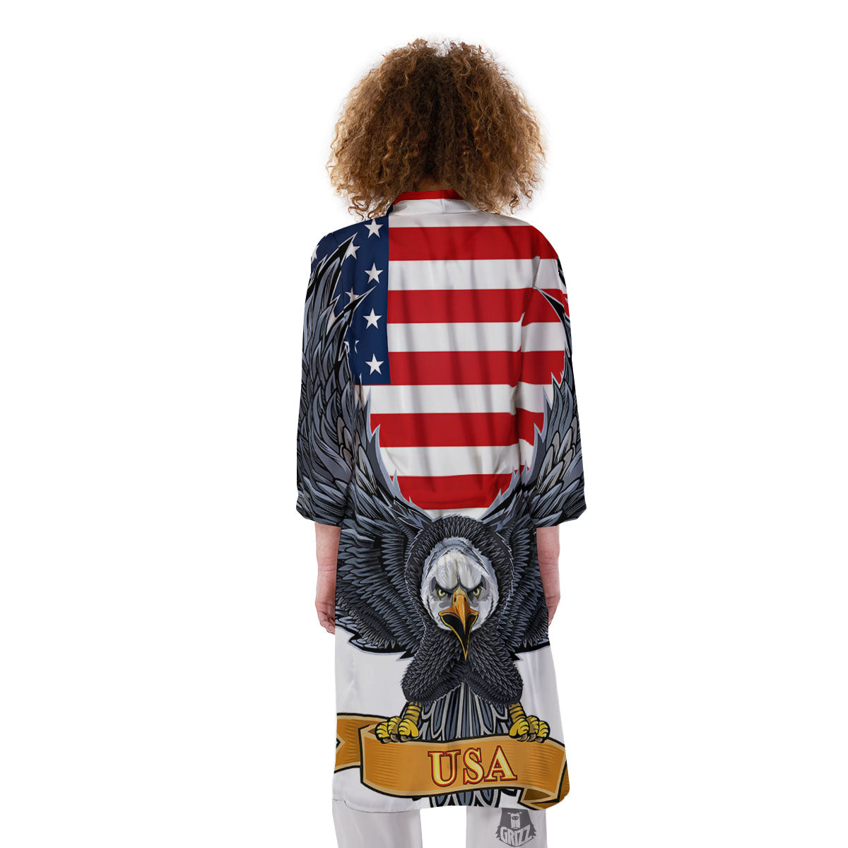 Eagle Patriotic American Print Kimono-grizzshop