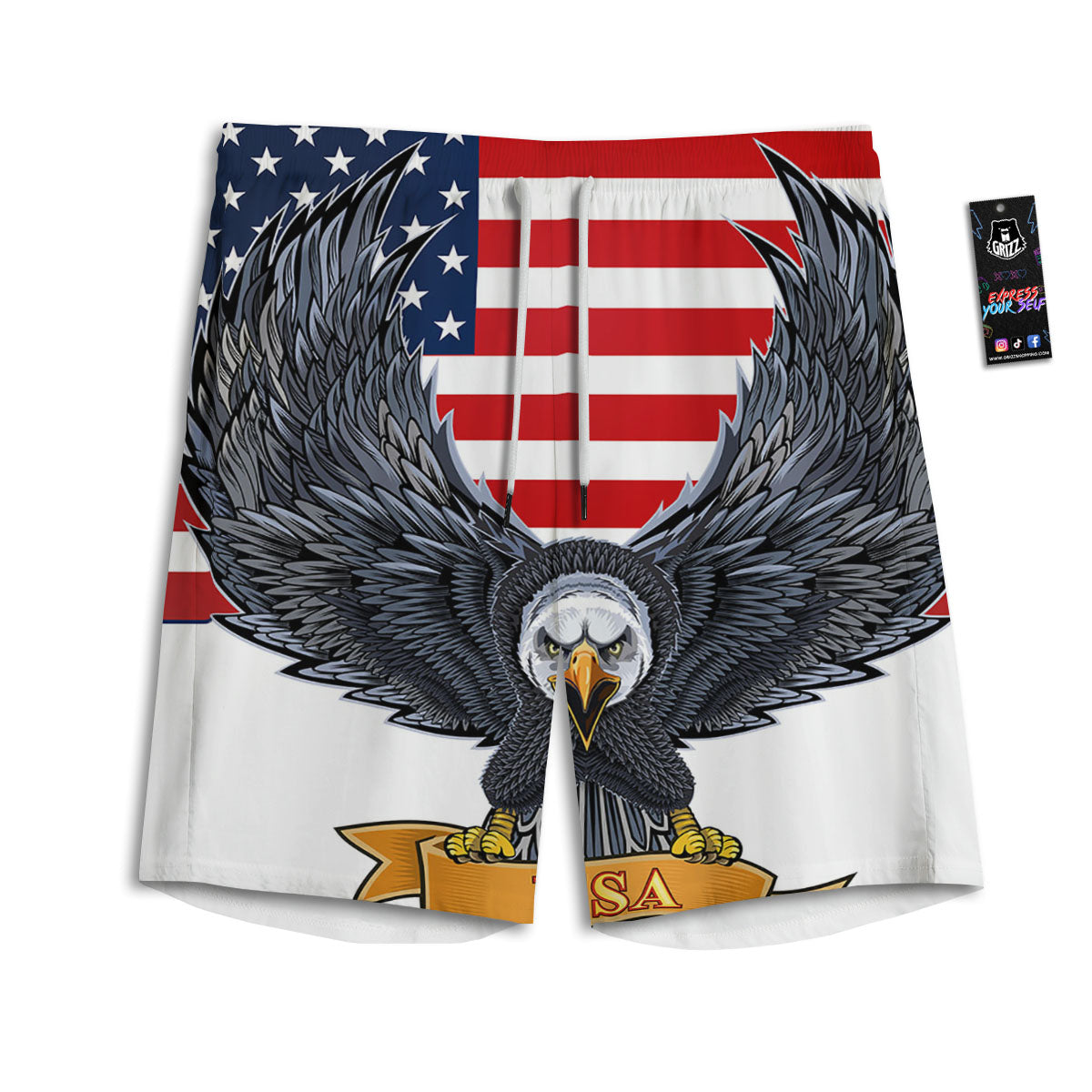 Eagle Patriotic American Print Men's Athletic Shorts