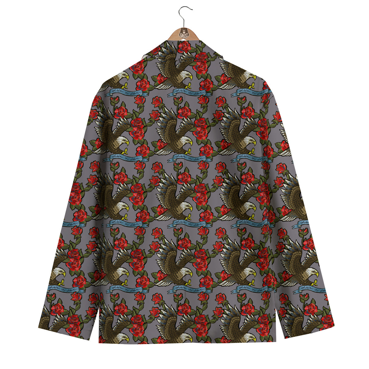Eagle Rose Pattern Print Men's Blazer-grizzshop
