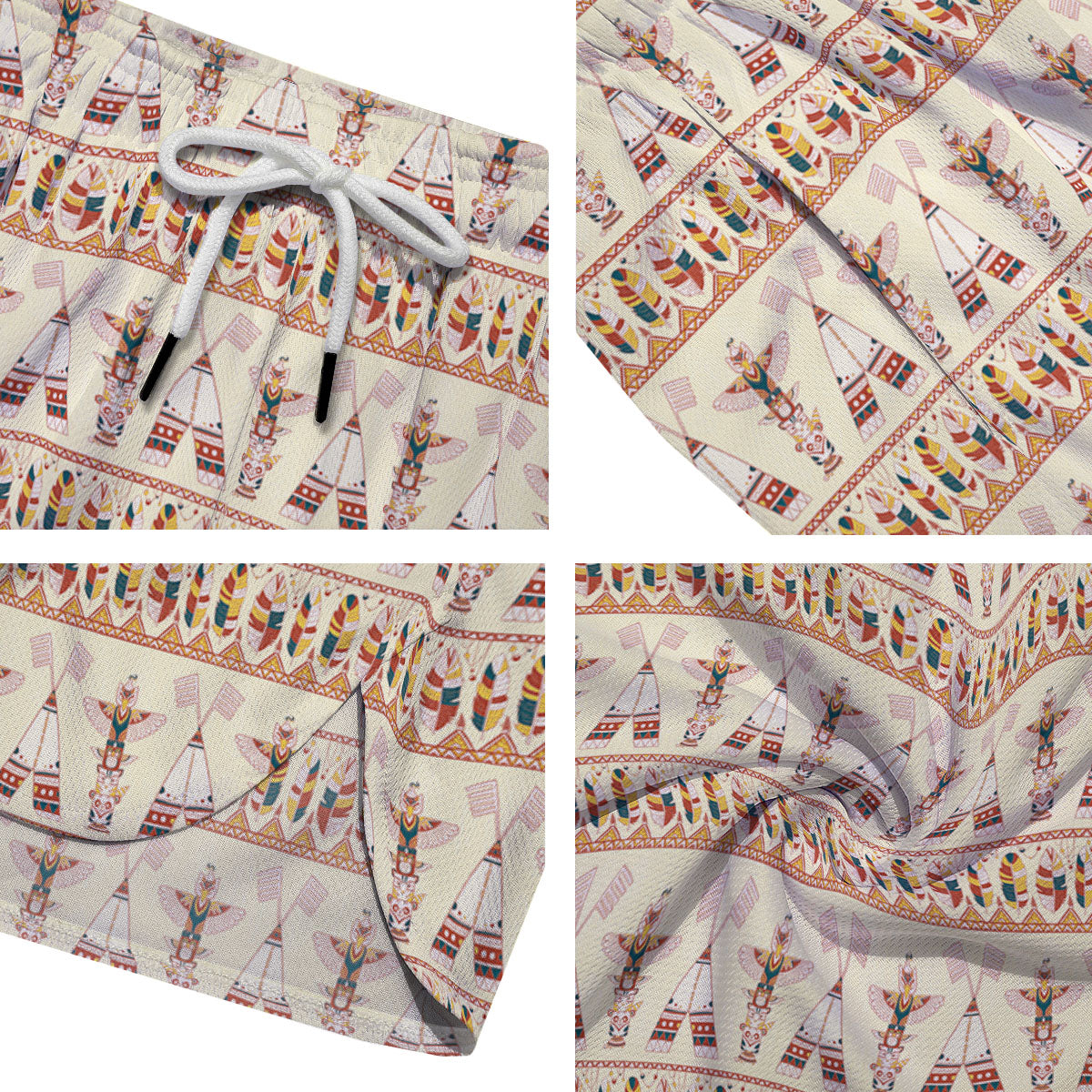 Eagle Totem Native American Print Men's Running Shorts-grizzshop