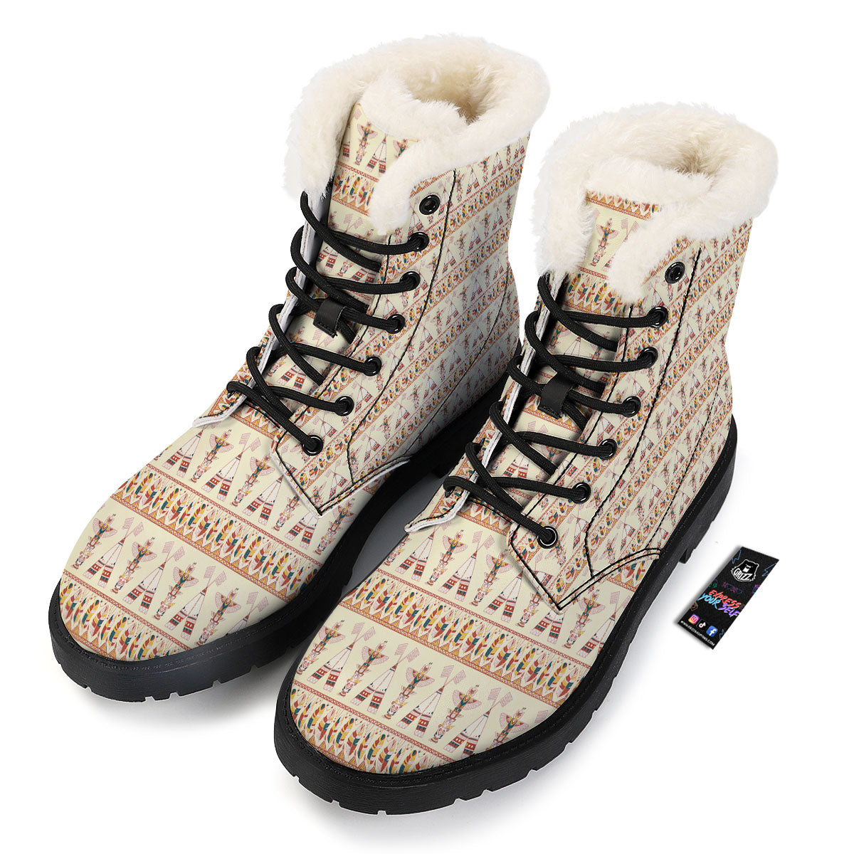 Eagle Totem Native American Print Winter Boots-grizzshop