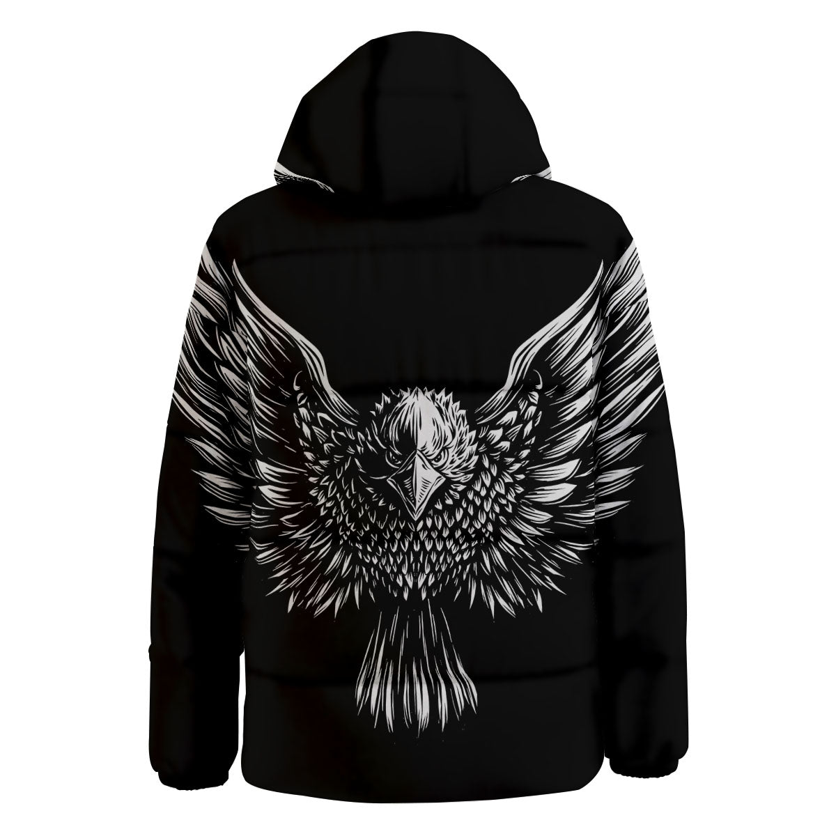 Eagle White And Black Print Down Jacket-grizzshop
