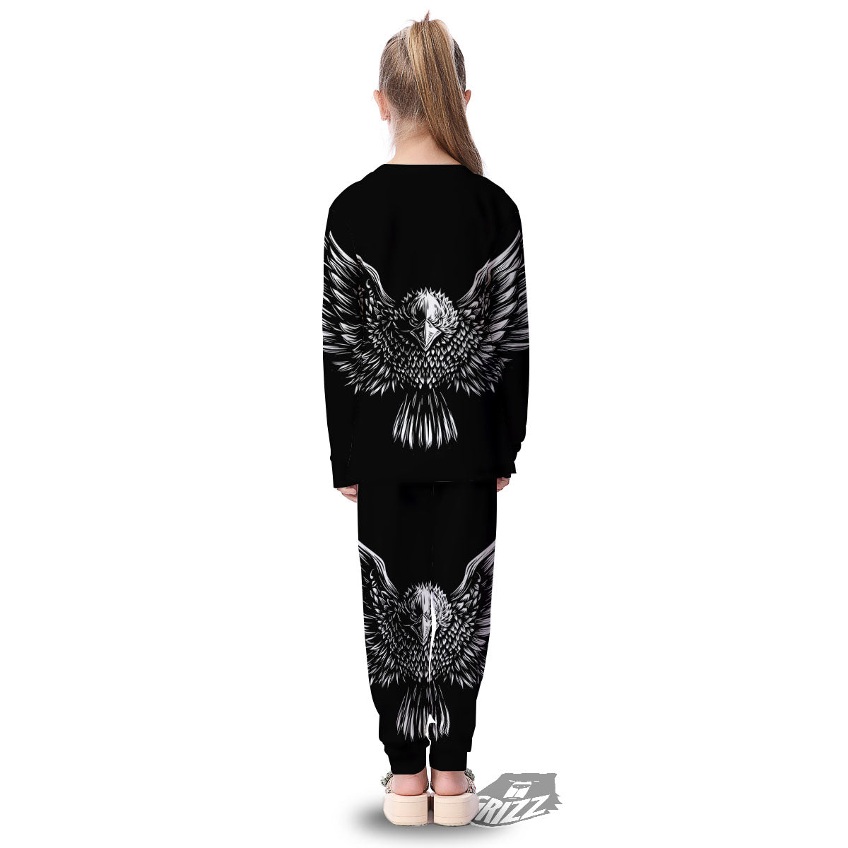 Eagle White And Black Print Kid's Pajamas-grizzshop