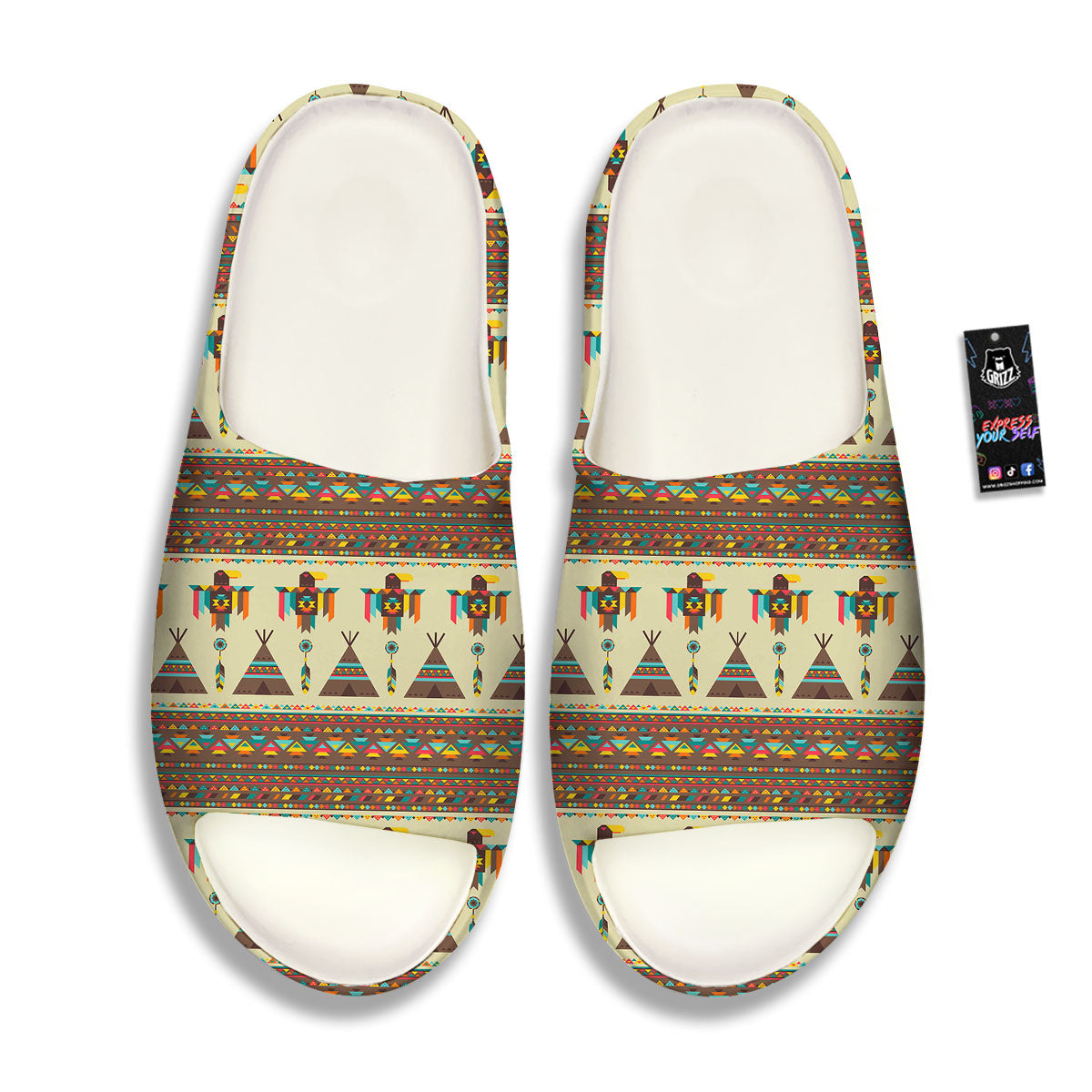 Eagle Native American Print Pattern Sandals-grizzshop