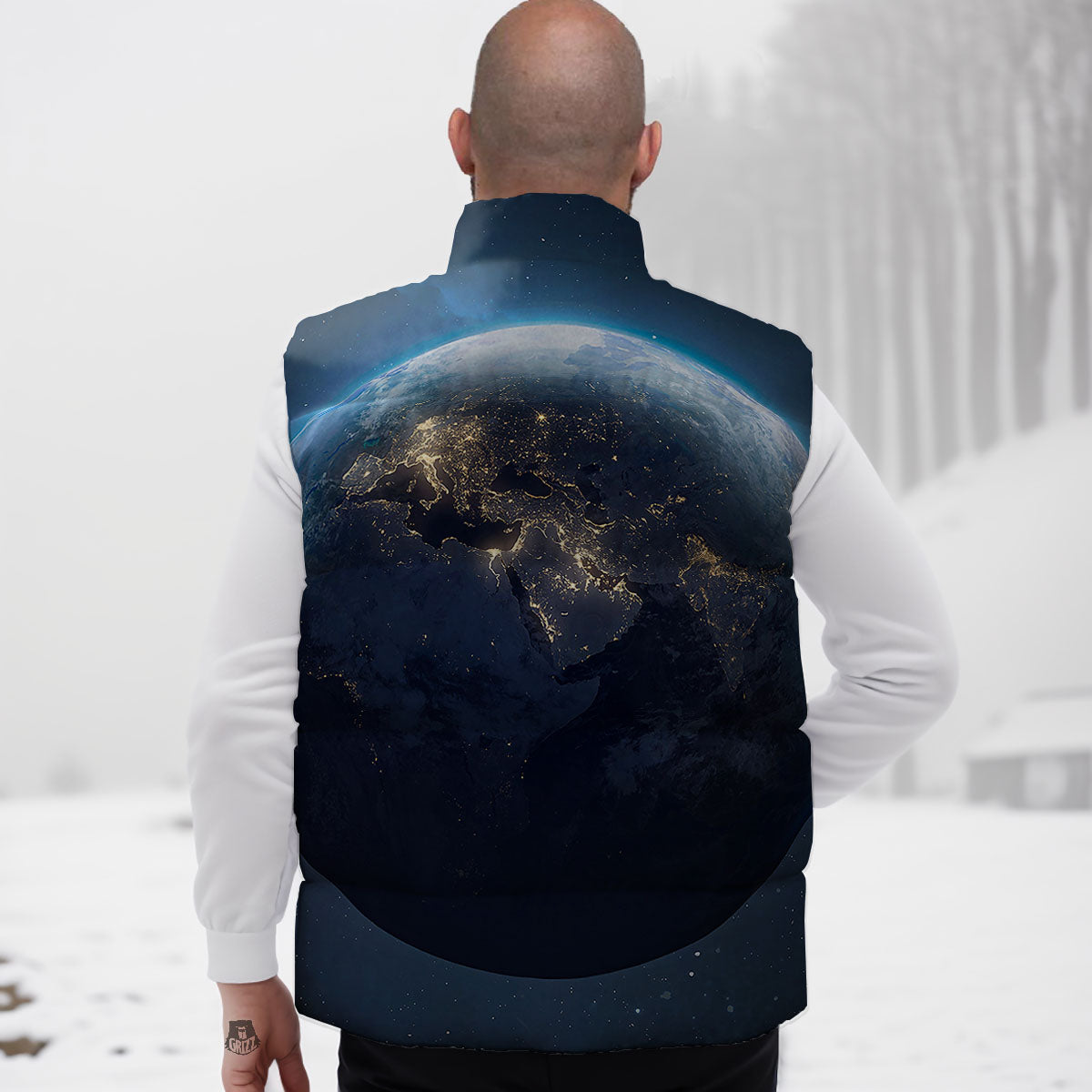 Earth And Space Print Down Vest