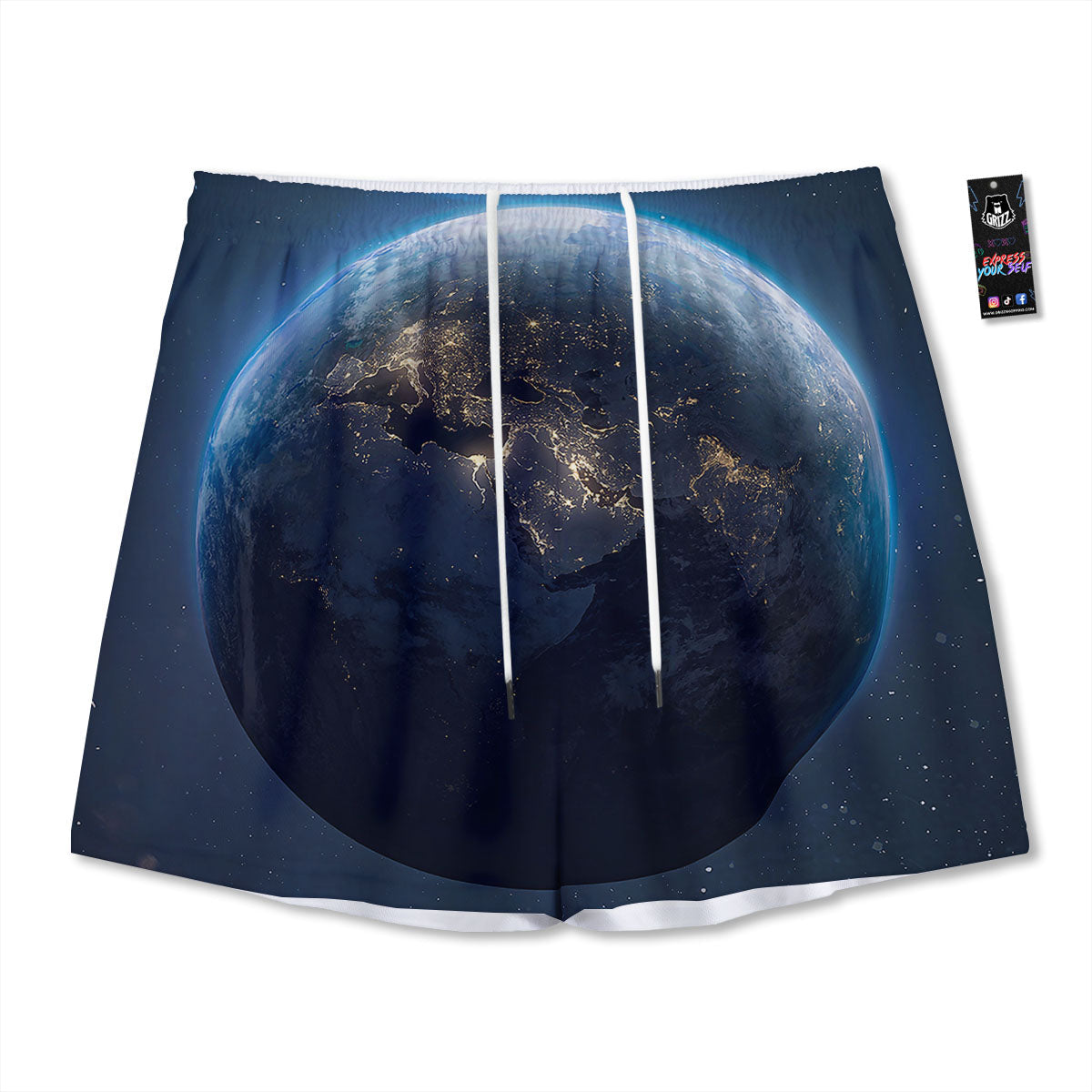 Earth And Space Print Mesh Shorts