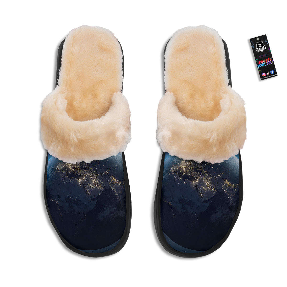 Earth And Space Print Slippers-grizzshop
