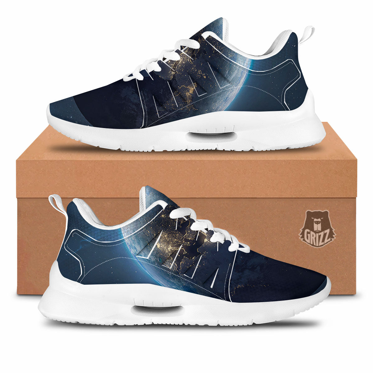 Earth And Space Print Tennis Shoes-grizzshop