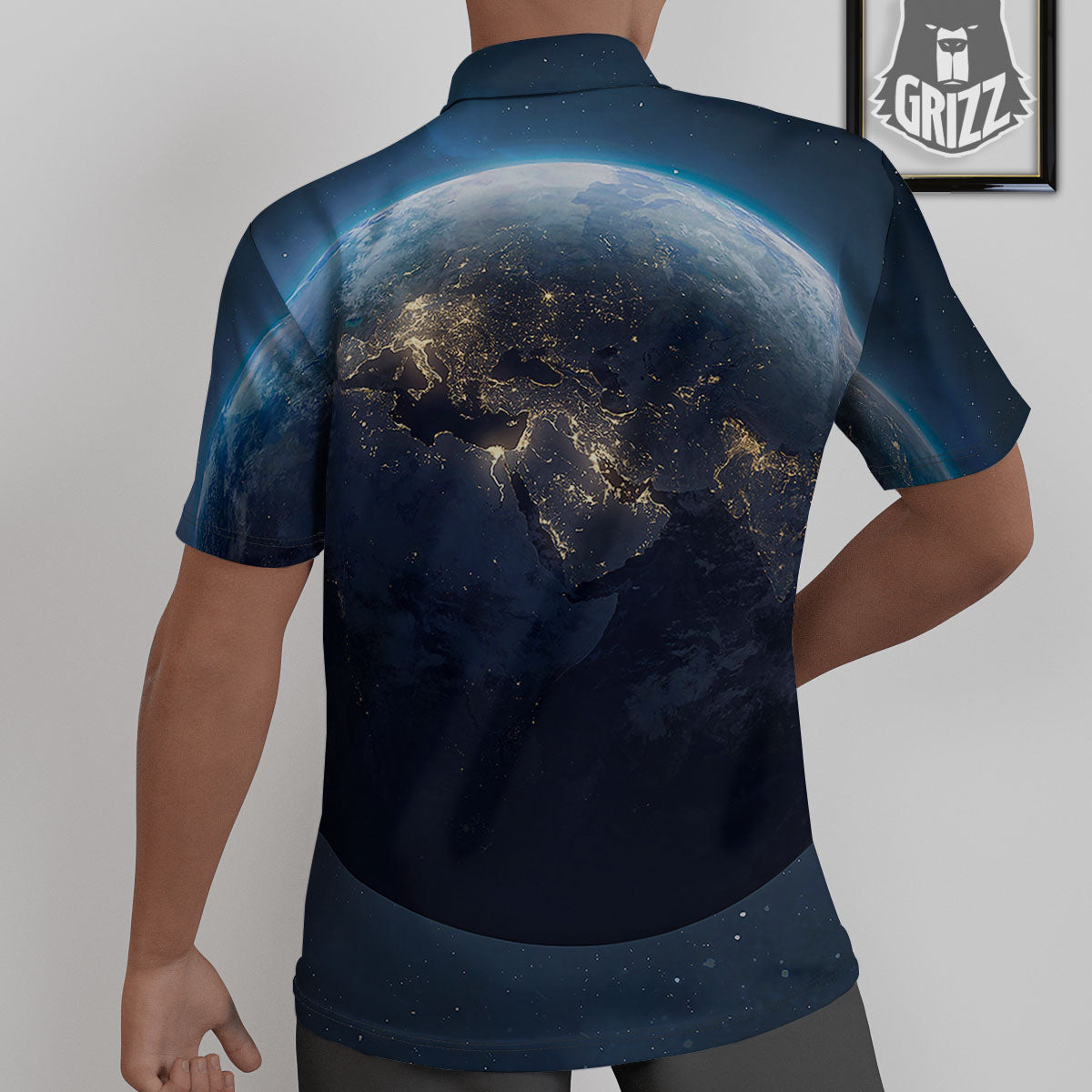 Earth And Space Print Untucked Shirts-grizzshop