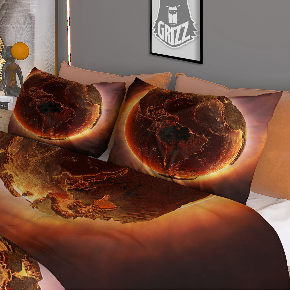 Earth Burning Print Duvet Cover Bedding Set