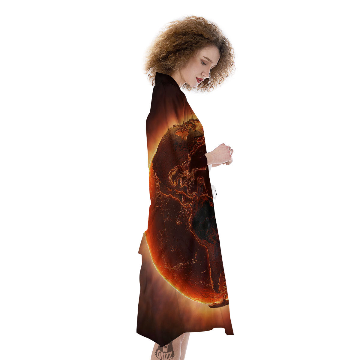 Earth Burning Print Kimono-grizzshop