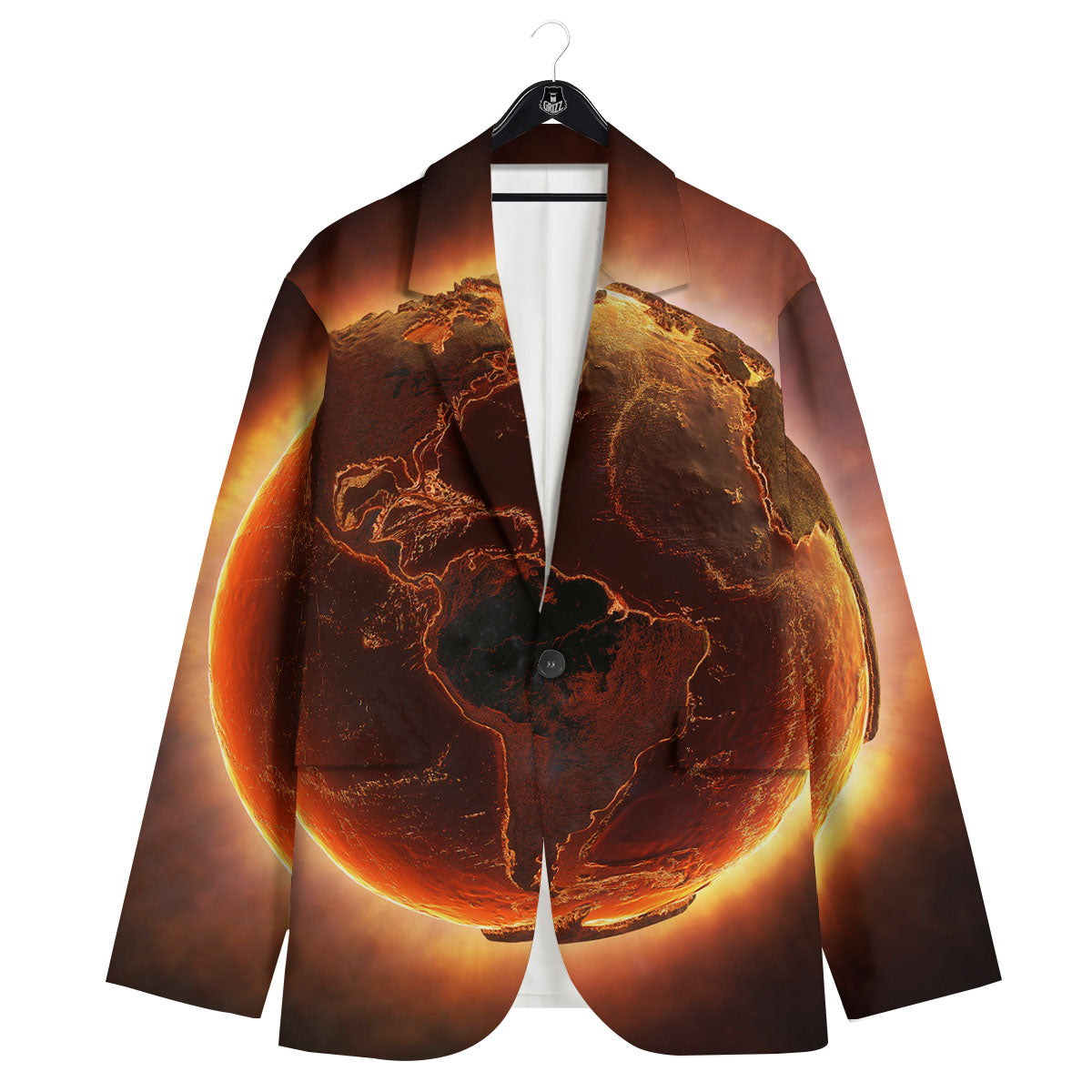 Earth Burning Print Men's Sport Coat-grizzshop