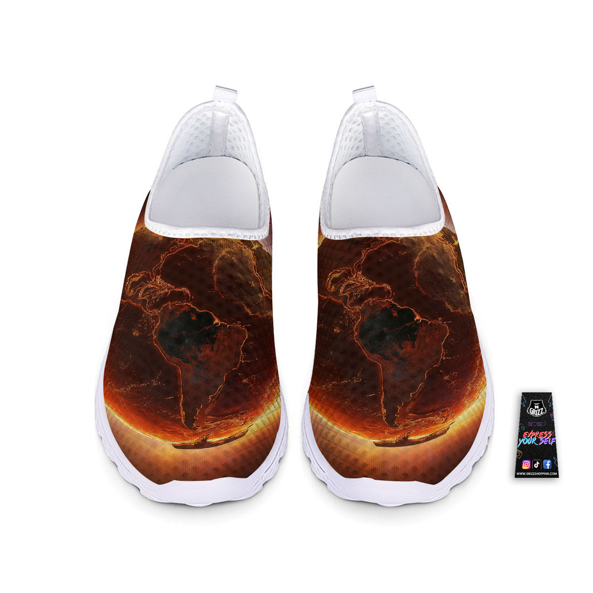 Earth Burning Print Nurse Shoes-grizzshop