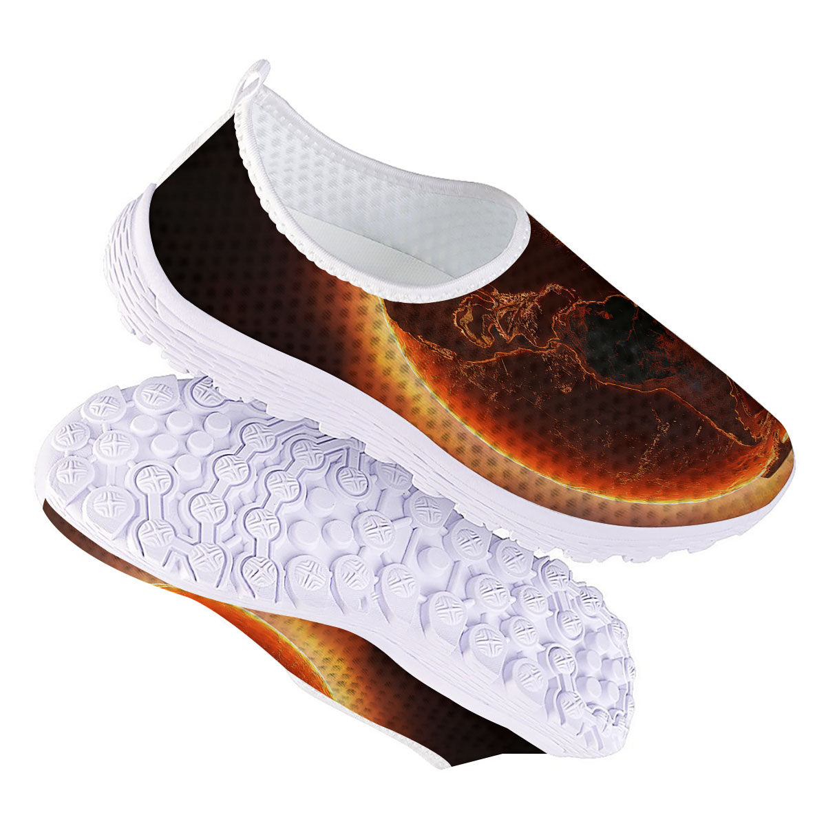 Earth Burning Print Nurse Shoes-grizzshop