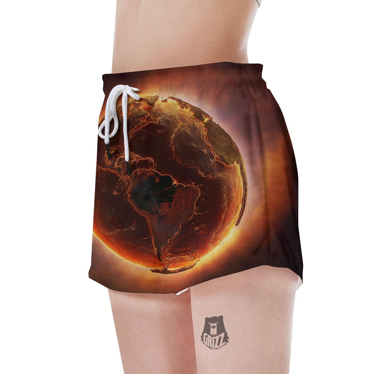 Earth Burning Print Women's Shorts-grizzshop