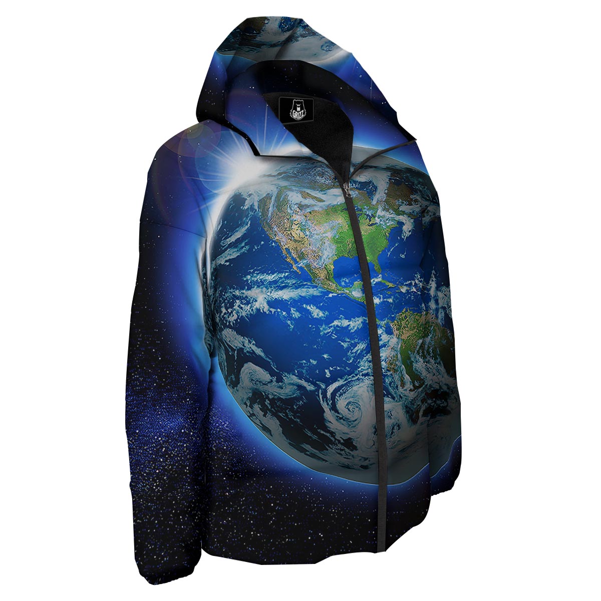 Earth Sunrise Print Down Jacket-grizzshop