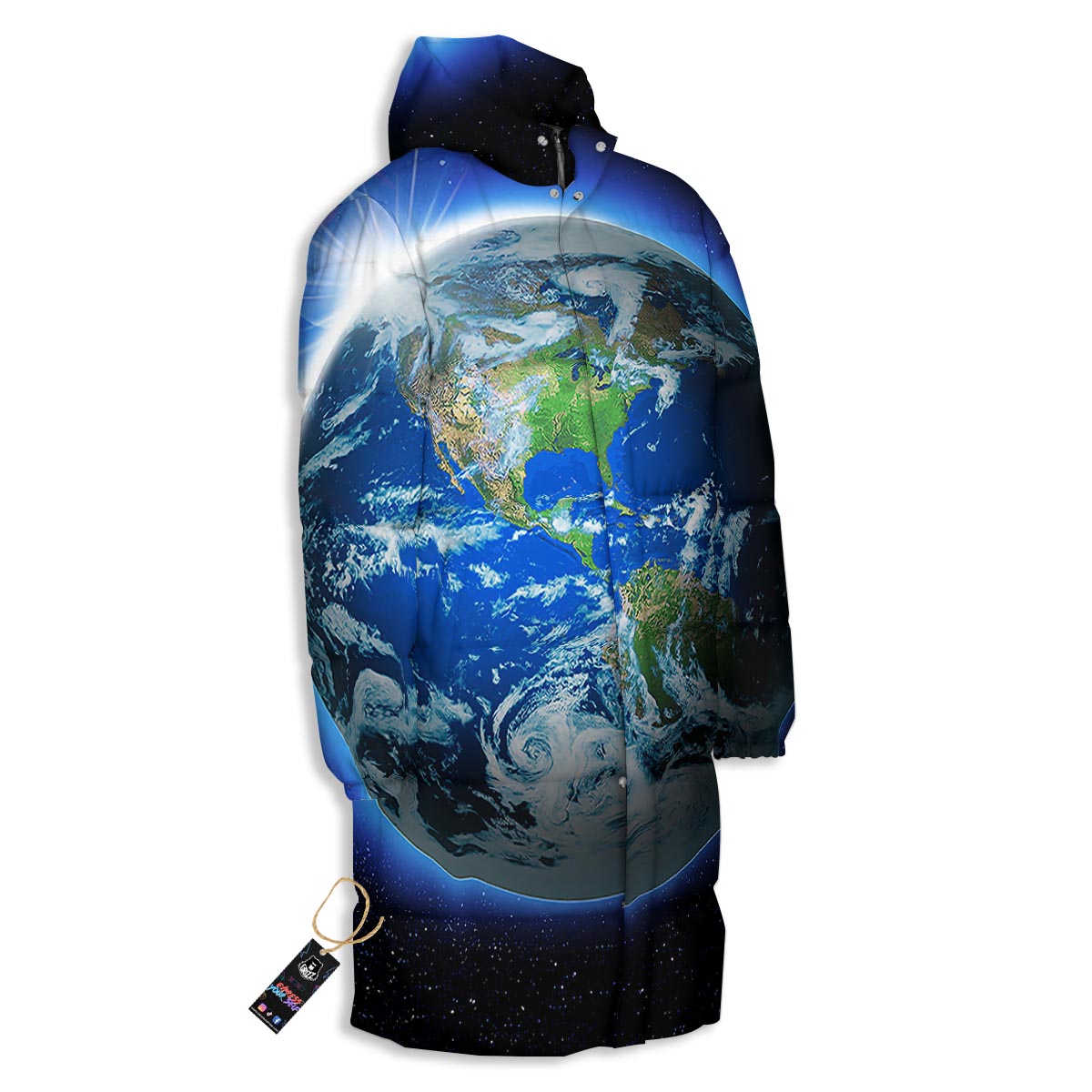 Earth Sunrise Print Long Down Jacket-grizzshop