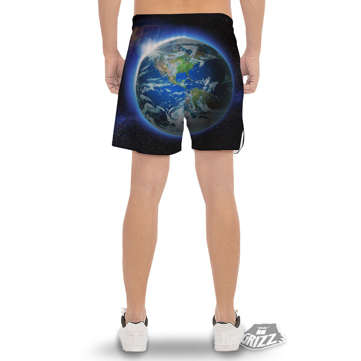 Earth Sunrise Print Men's Gym Shorts-grizzshop