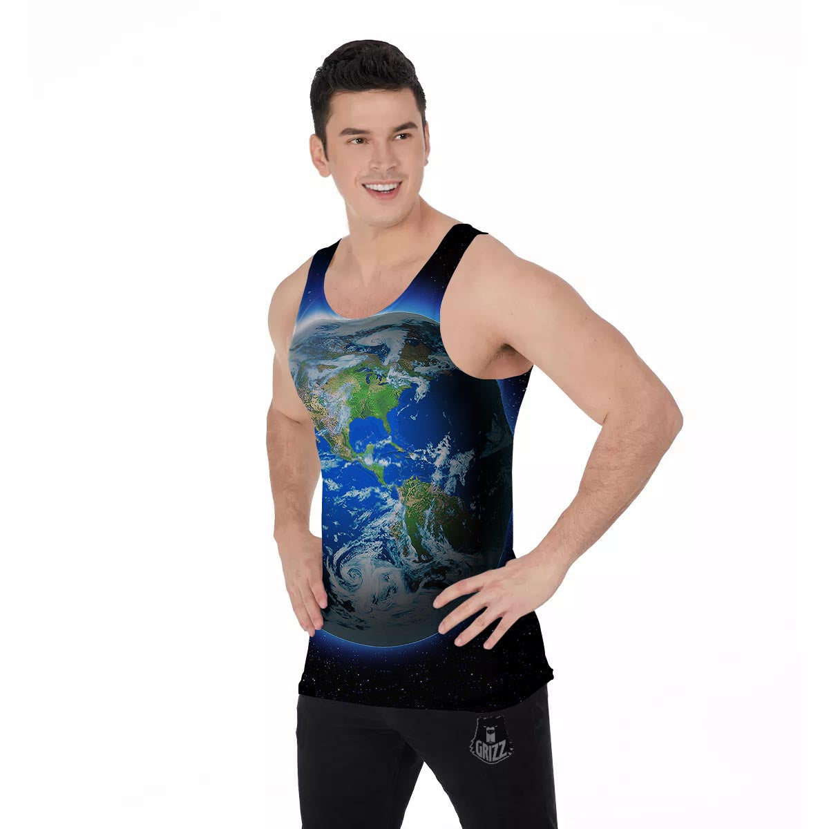 Earth Sunrise Print Men's Tank Top-grizzshop