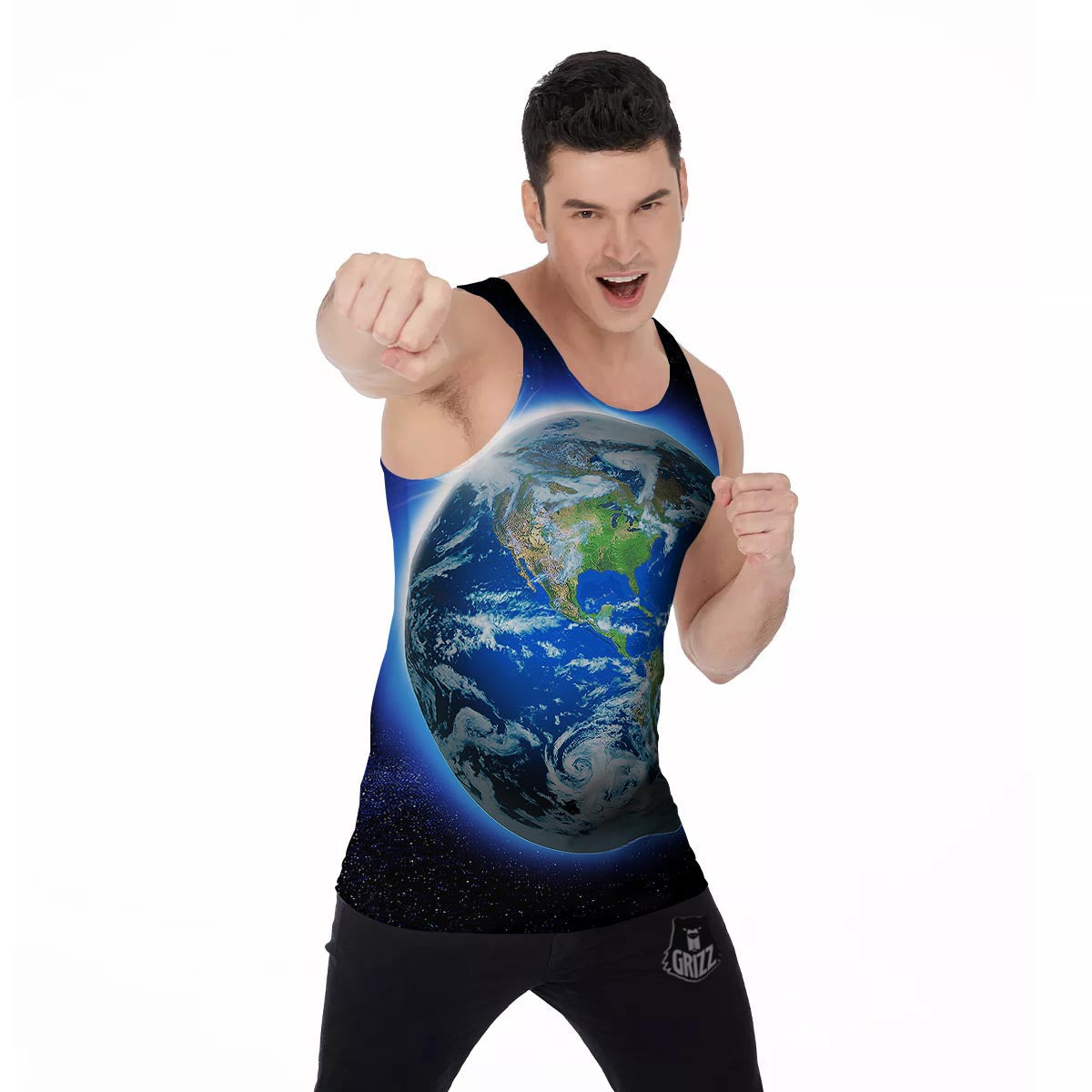 Earth Sunrise Print Men's Tank Top-grizzshop