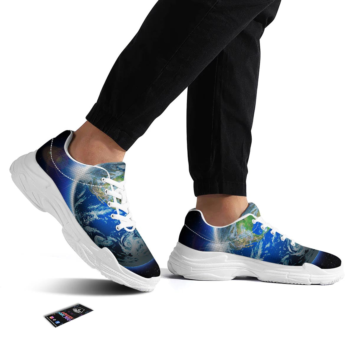 Earth Sunrise Print White Chunky Shoes-grizzshop