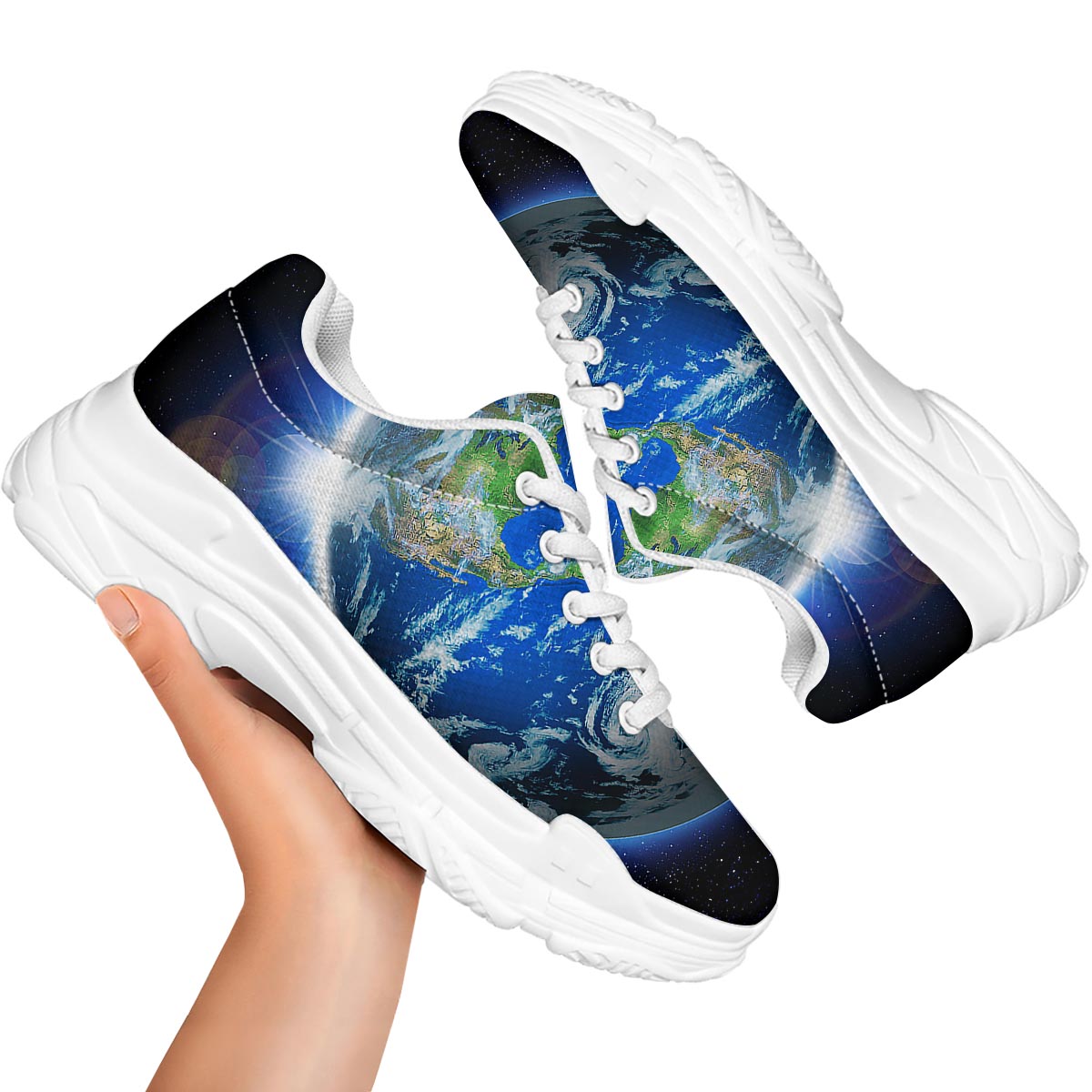 Earth Sunrise Print White Chunky Shoes-grizzshop