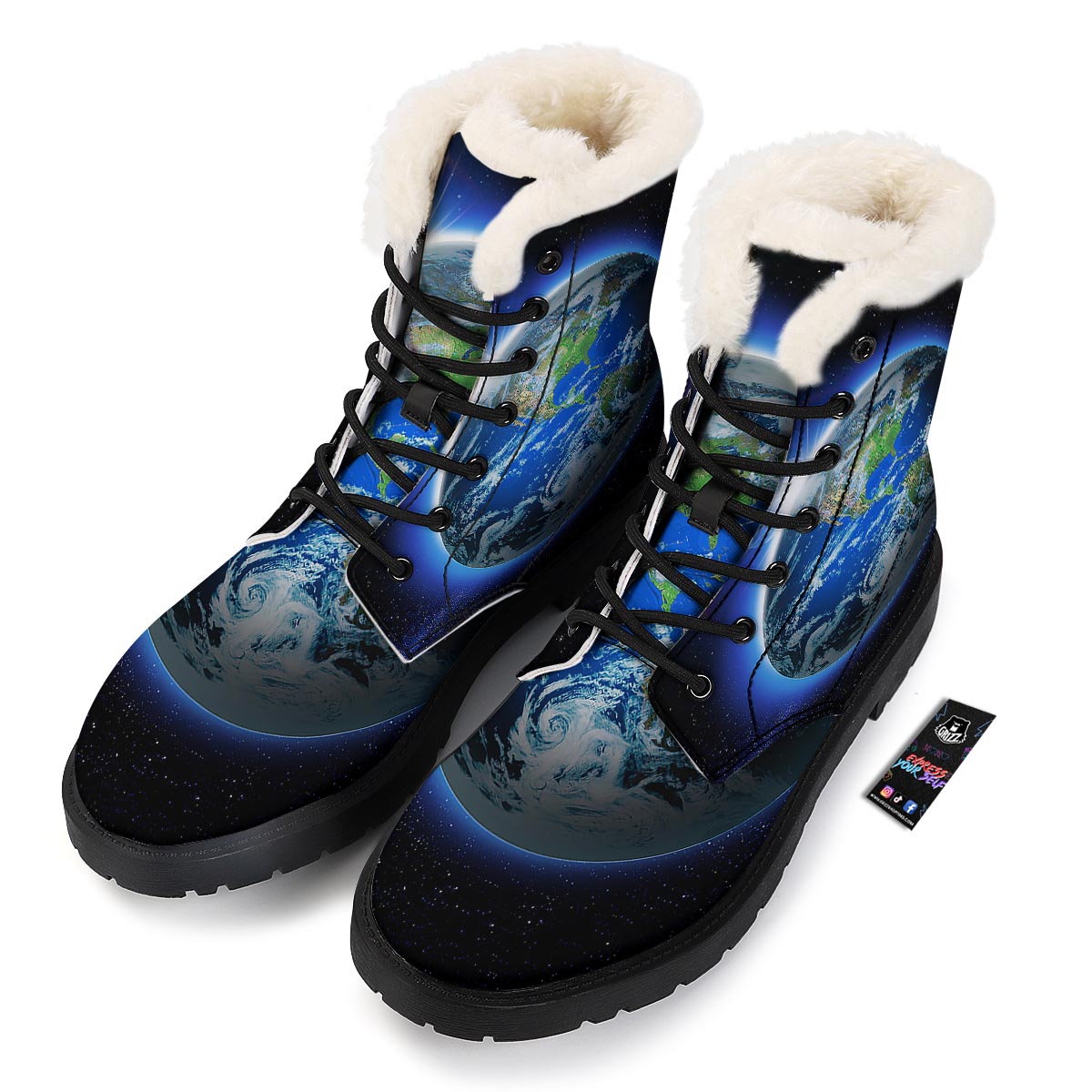 Earth Sunrise Print Winter Boots-grizzshop