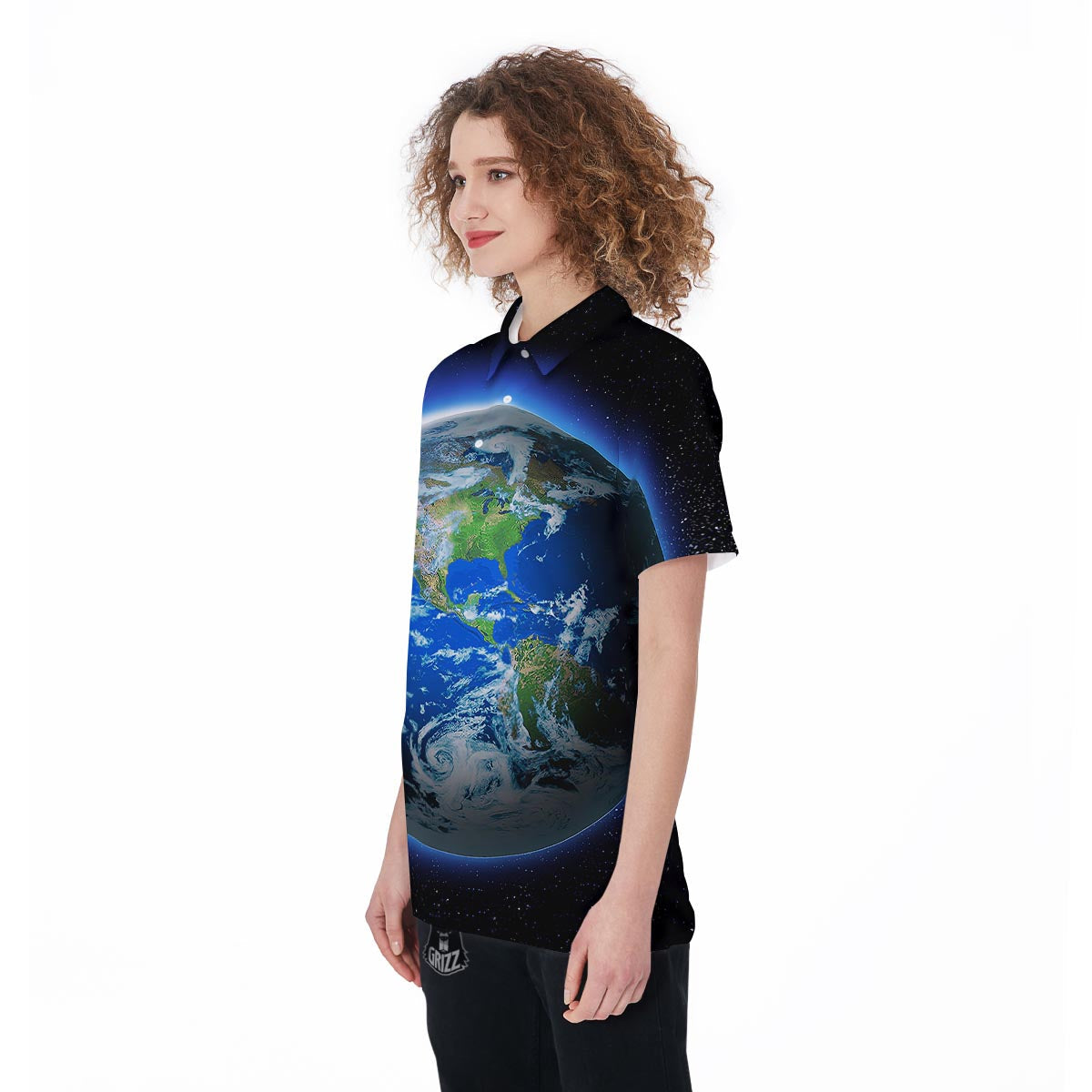 Earth Sunrise Print Women's Golf Shirts-grizzshop