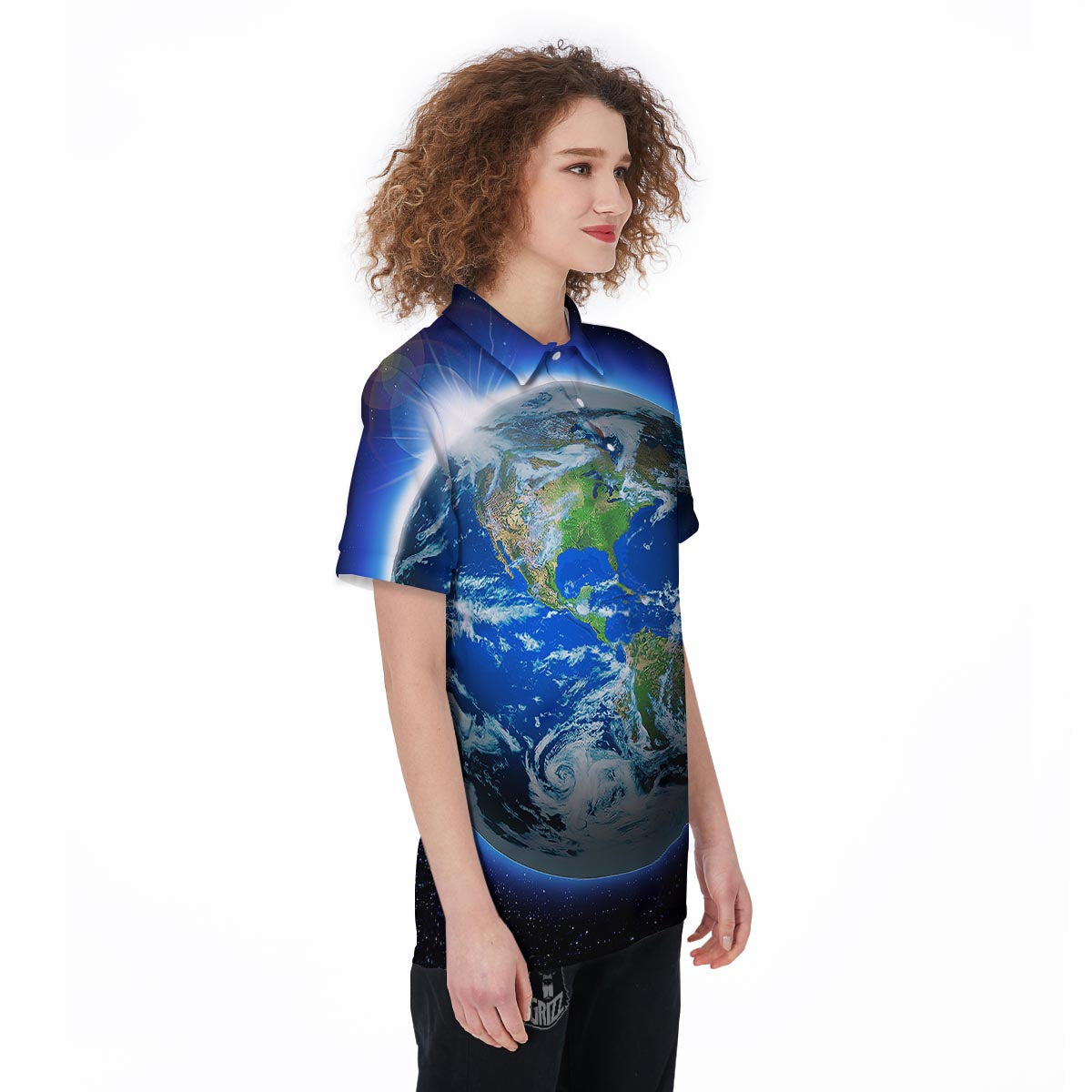 Earth Sunrise Print Women's Golf Shirts-grizzshop