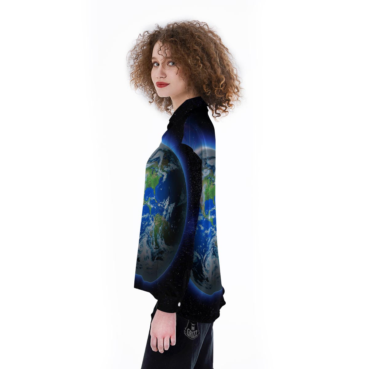 Earth Sunrise Print Women's Long Sleeve Shirts-grizzshop
