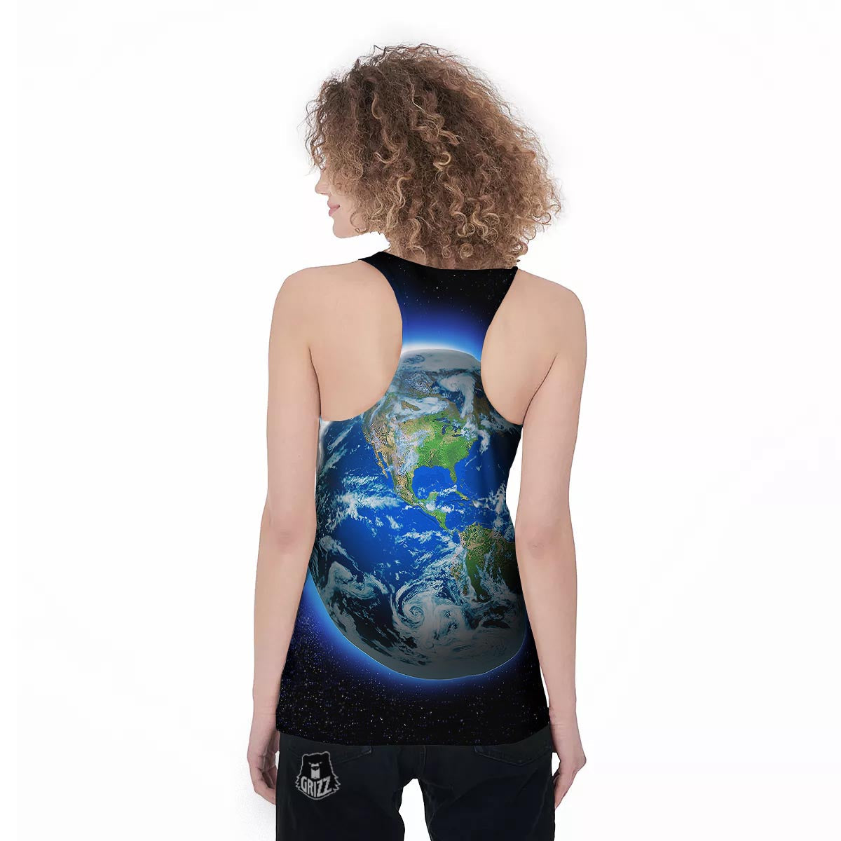 Earth Sunrise Print Women's Racerback Tank Top-grizzshop