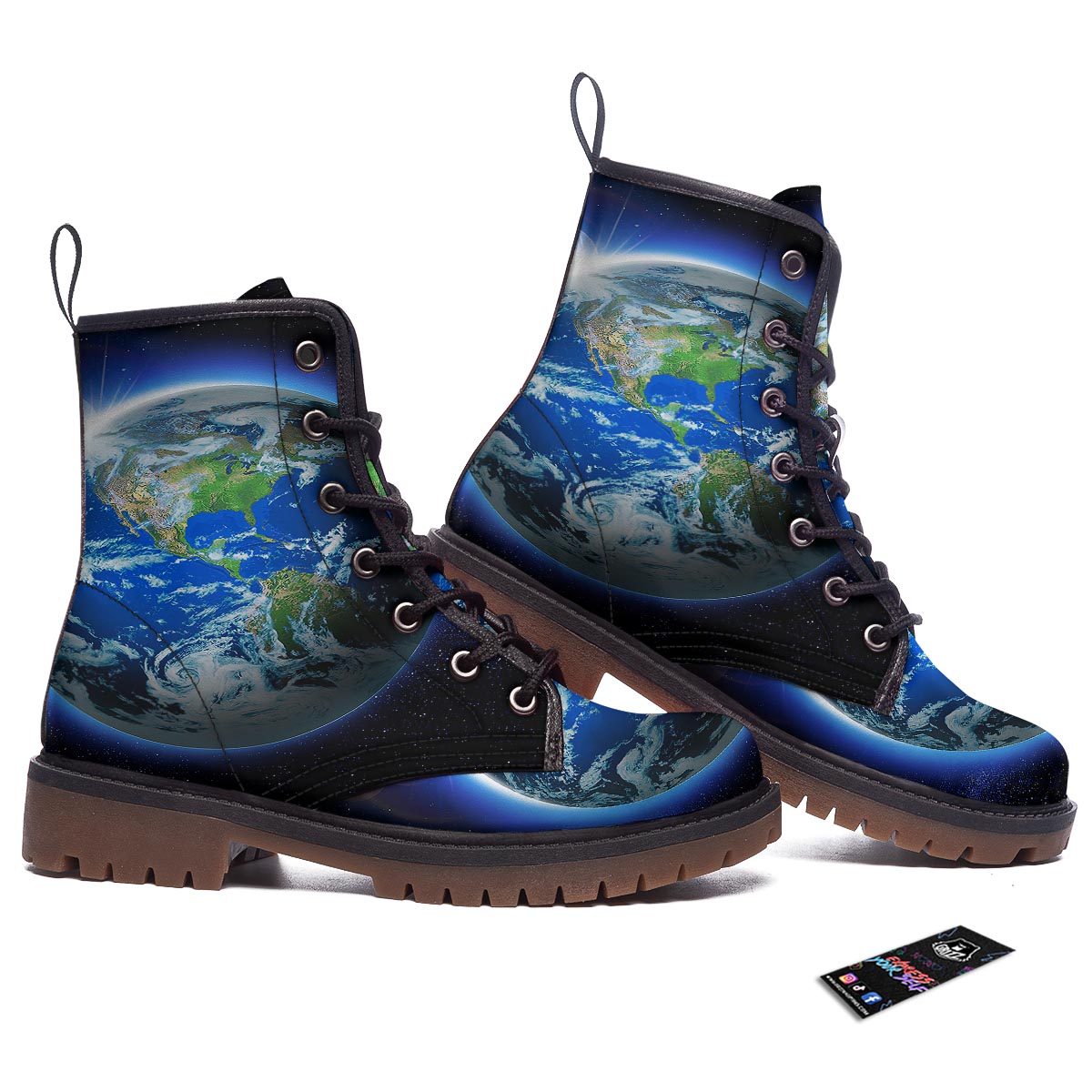 Earth Sunrise Print Work Boots-grizzshop