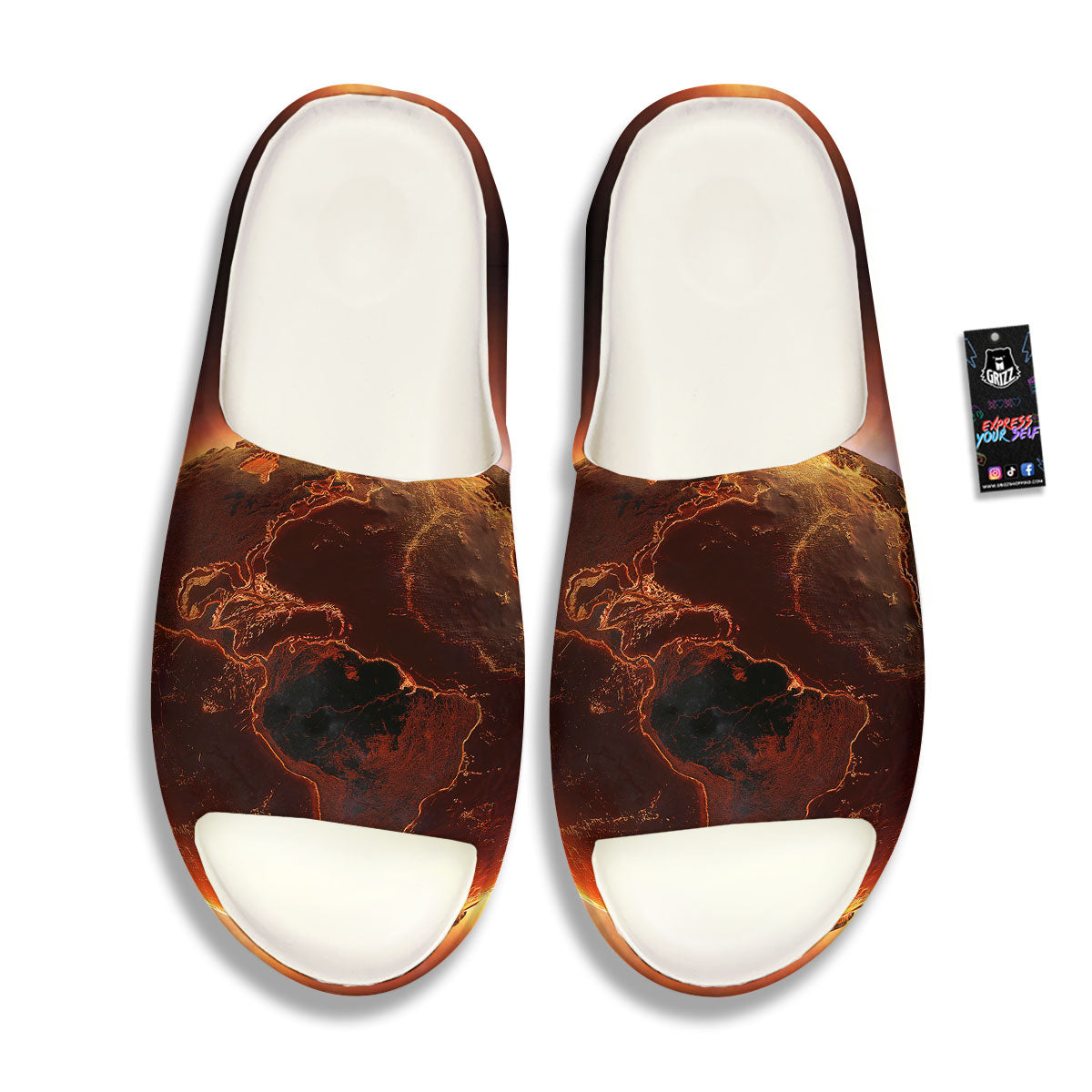 Earth Burning Print Sandals-grizzshop